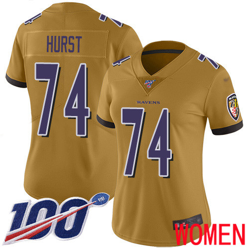 Baltimore Ravens Limited Gold Women James Hurst Jersey NFL Football #74 100th Season Inverted Legend